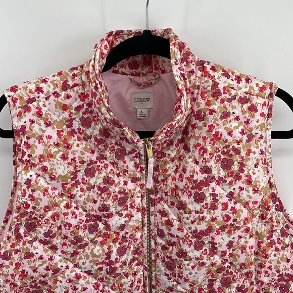 NWT J. Crew Factory floral print quilted full zip cold weather winter vest sz L - Picture 2 of 6